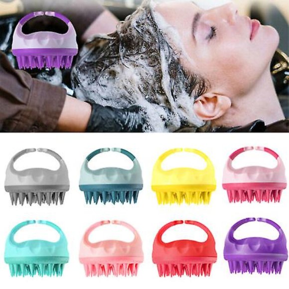 Hair Scalp Massager Brush Silicone Shampoo Rose Red - Picture 2 of 3